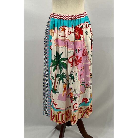 ME369 Sz XS-S Alexa Florida Printed Midi Skirt NWT - Picture 10 of 12